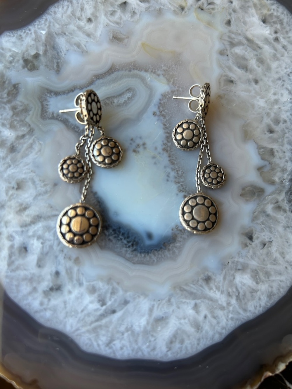 John Hardy Silver Multi-Drop Circle Earrings - Picture 3 of 8